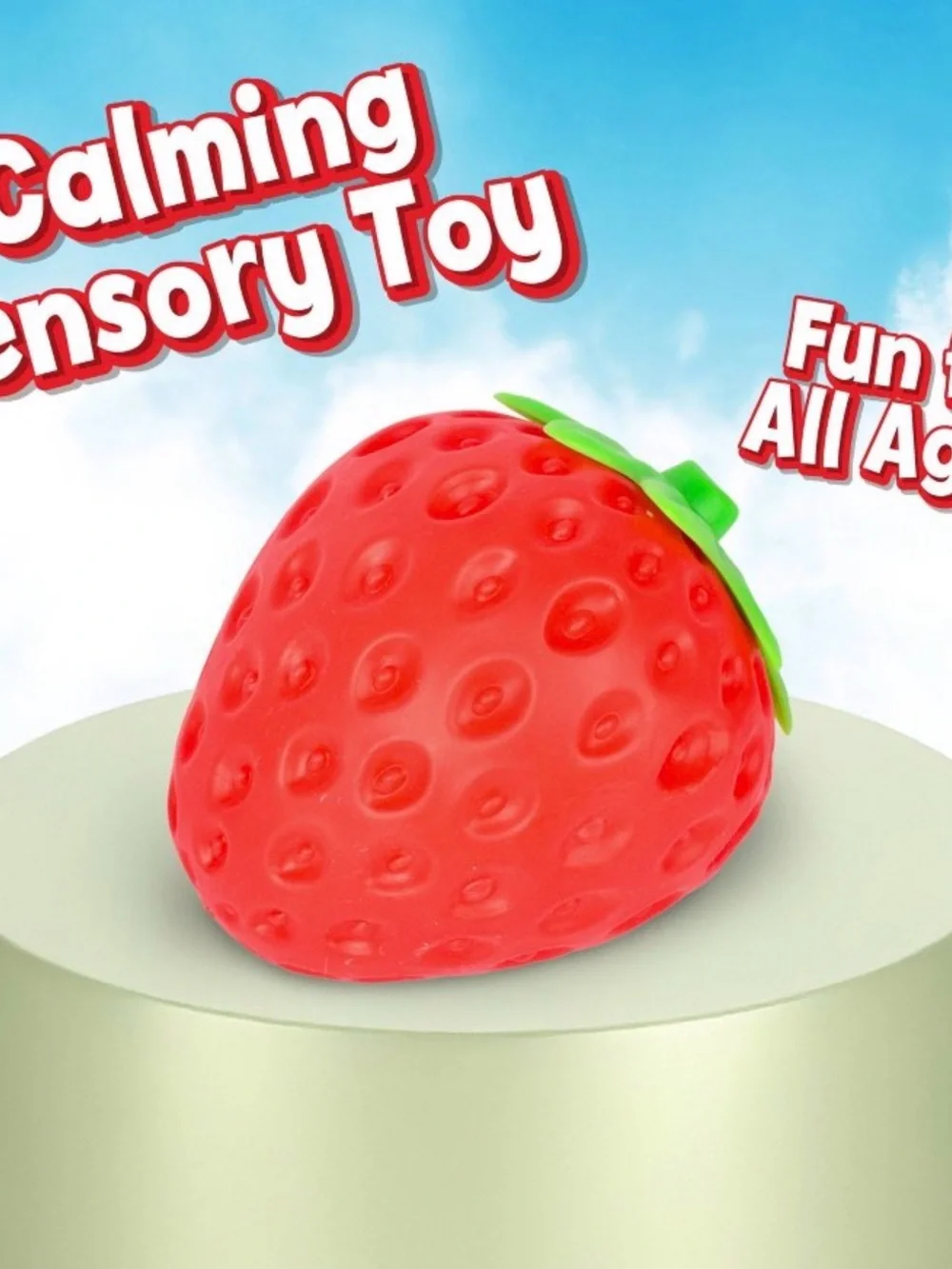 Squeeze Strawberry Squishy Toy by Squeeze - Red with Green Top - Picture 3 of 3